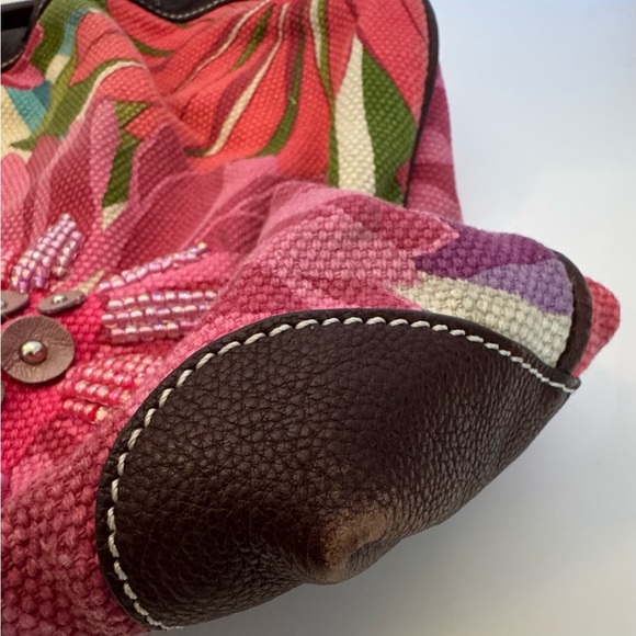 BRIGHTON 3D Flowered embroidered Pink Flowers hobo Shoulder Tote Bag - Picture 15 of 15